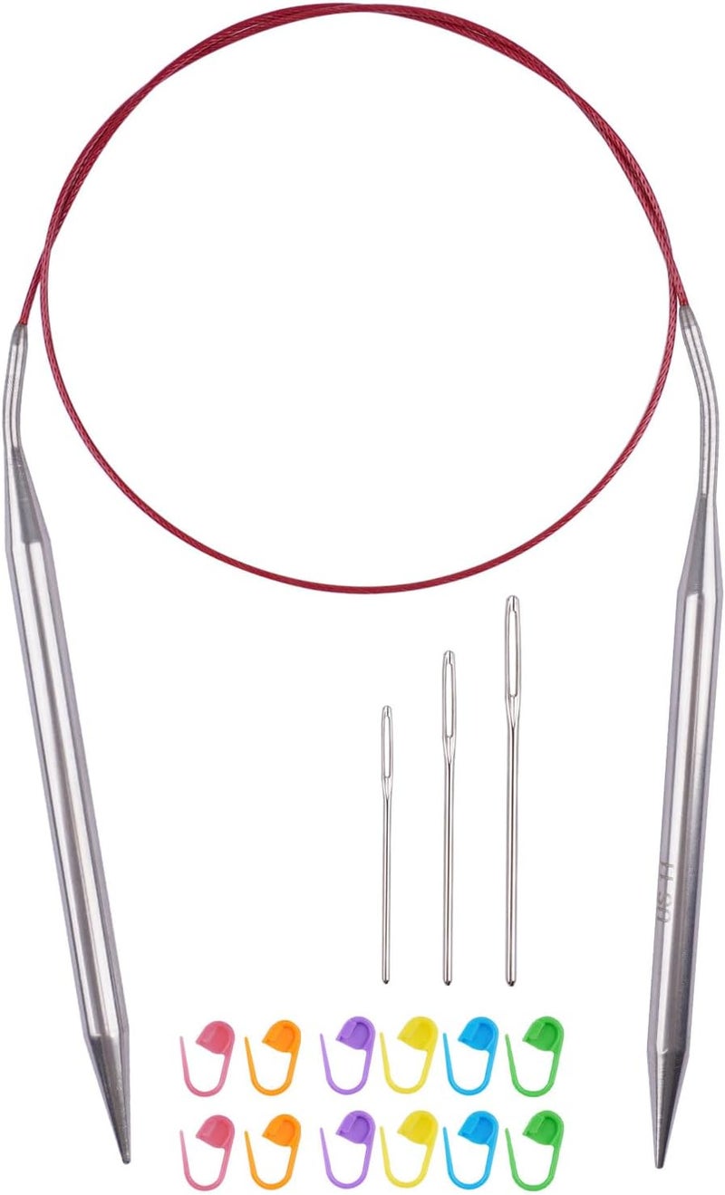 BsHooker Circular Knitting Needles 32inches/80cm,Size US 11(8mm) Stainless Steel Round Knitting Needles for Handmade Knitting DIY - Image 1